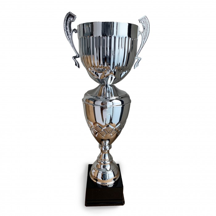LARGE SUPER CUP SILVER METAL HANDLED TROPHY CUP - 31''